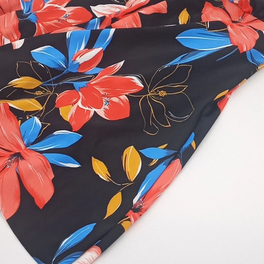 Swim Solutions Floral Park Tummy Control One-Piece‎ Swimdress Black 14 - Picture 5 of 14